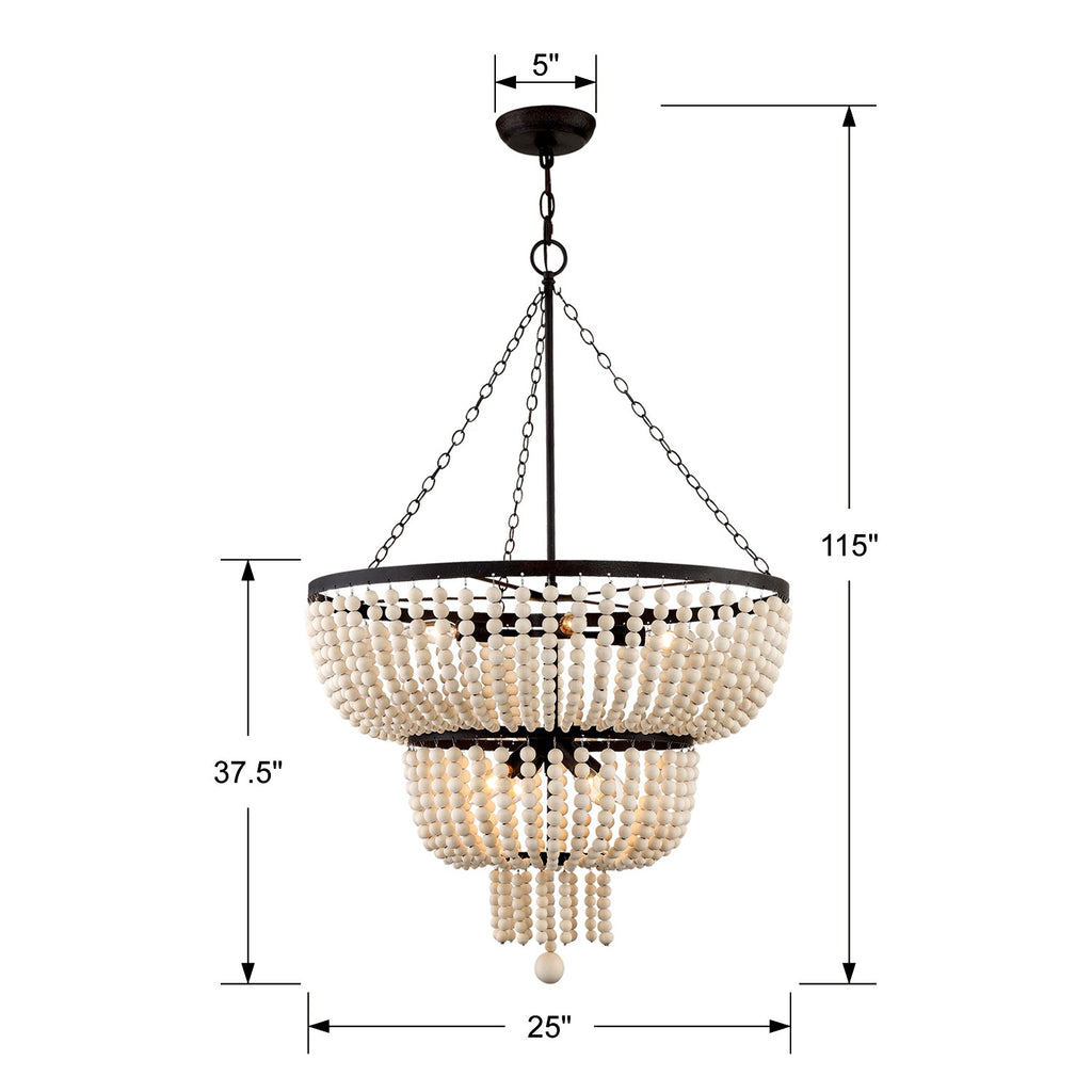 Crystorama Rylee 24.75'' Chandelier - Product Dimensions
