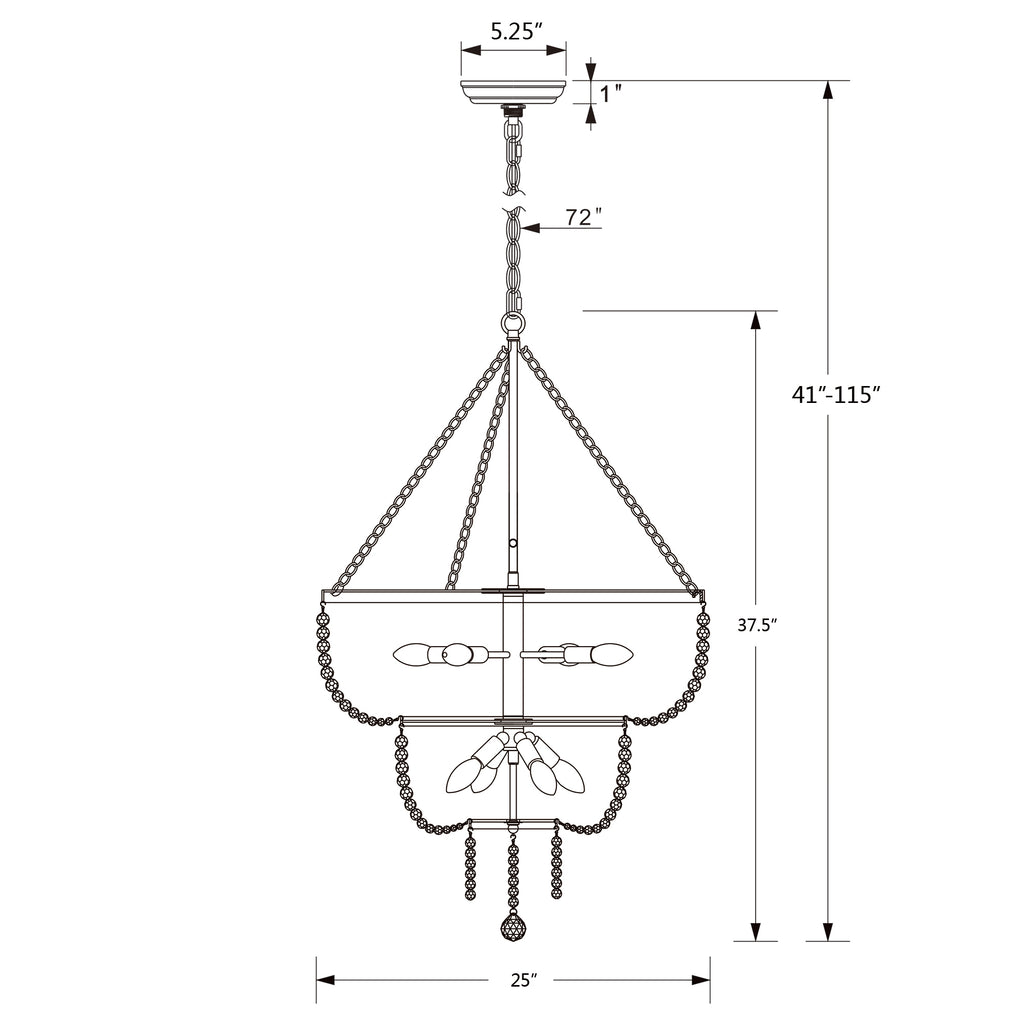 Crystorama Rylee 24.75'' Chandelier - Product Dimensions