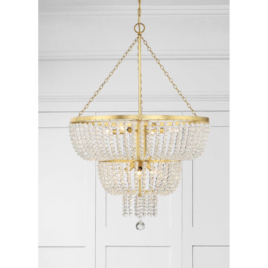 Crystorama Rylee 24.75'' Chandelier in Antique Gold - Lifestyle View