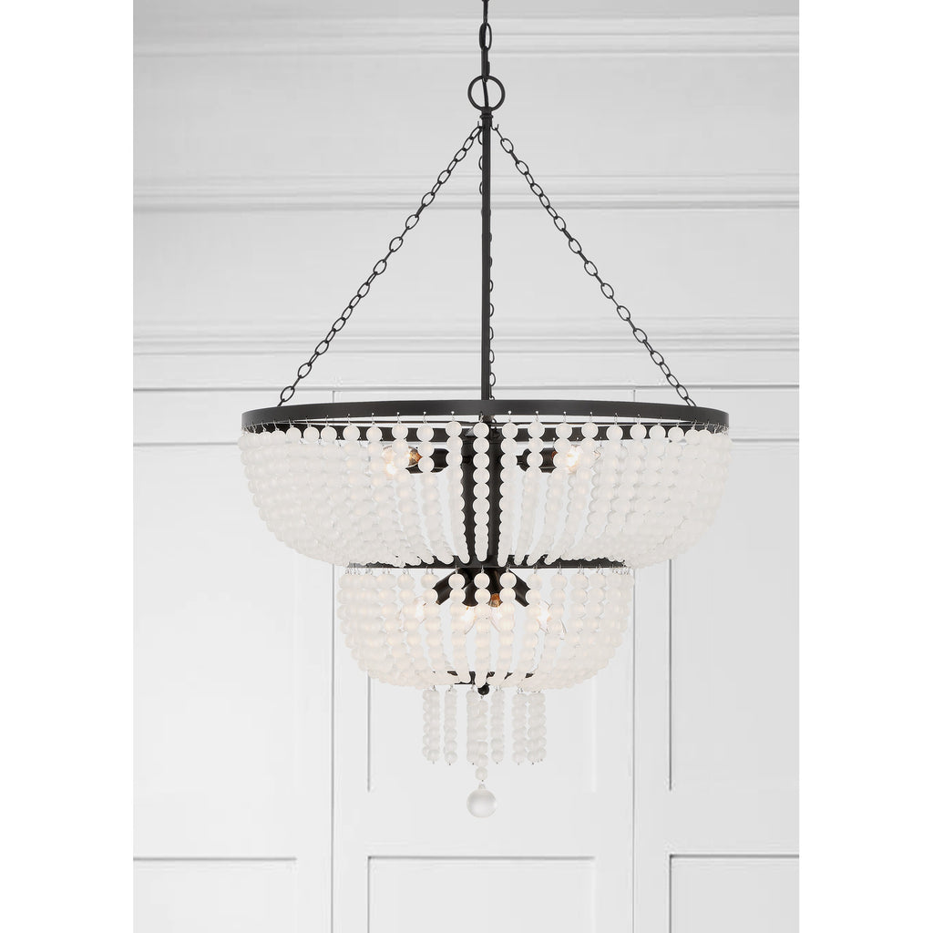 Crystorama Rylee 24.75'' Chandelier in Matte Black - Lifestyle View