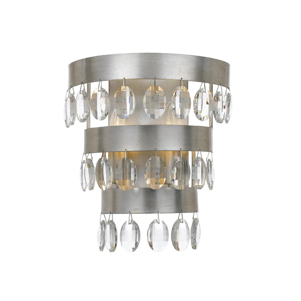 Crystorama Perla 10" Sconce in Antique Silver - Front View