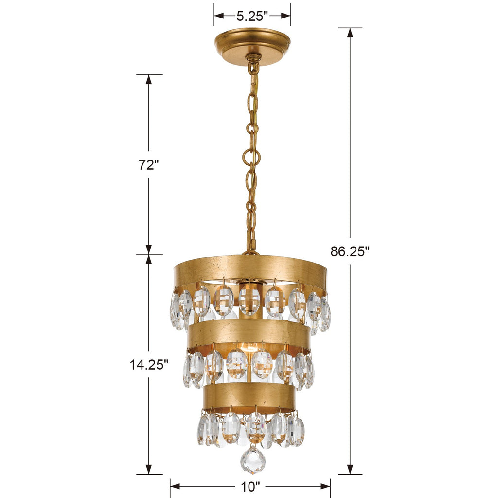 6103-GA Perla 1 Light Mini Pendant | Dimensions Image