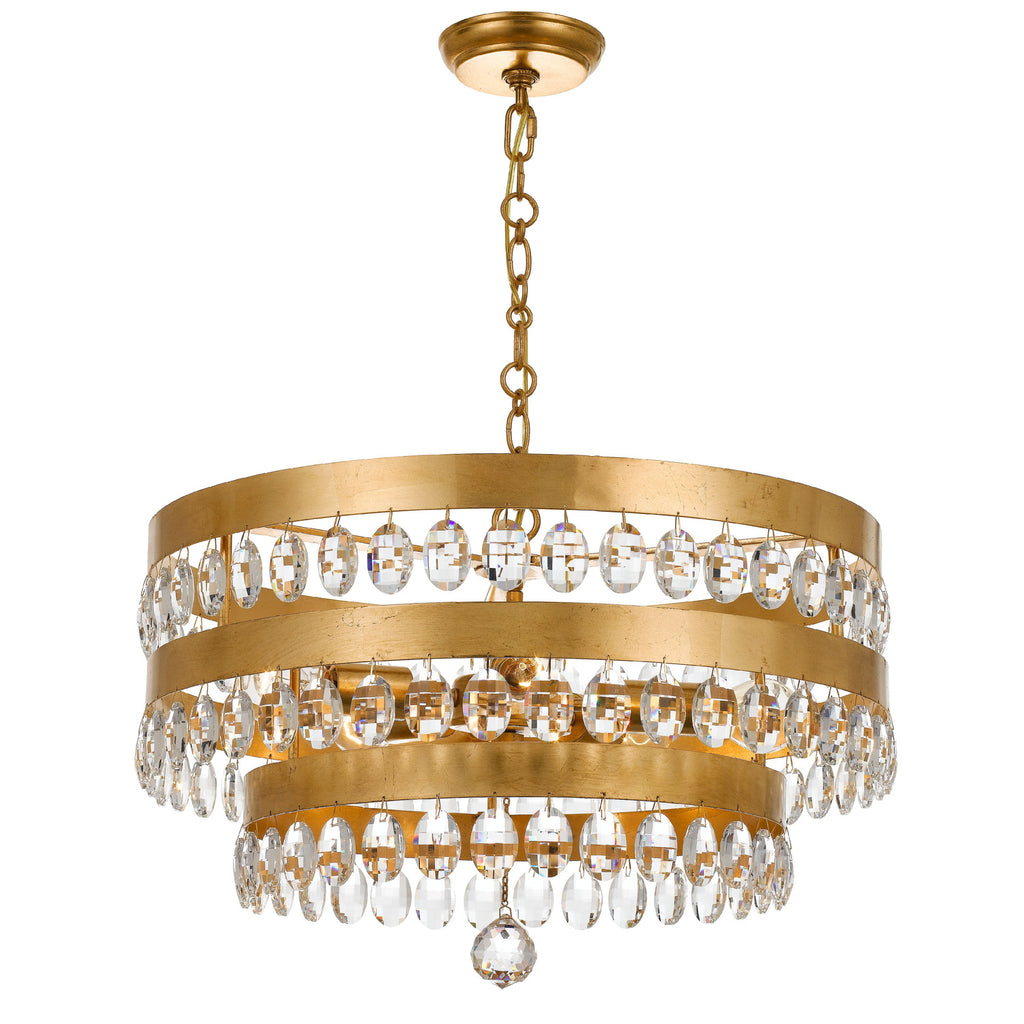 Crystorama Perla 22'' Chandelier in Antique Gold - Front View