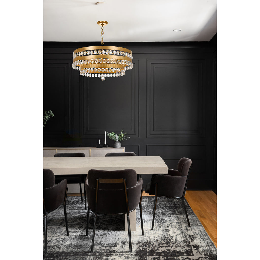 Crystorama Perla 26'' Chandelier in Antique Gold - Lifestyle View