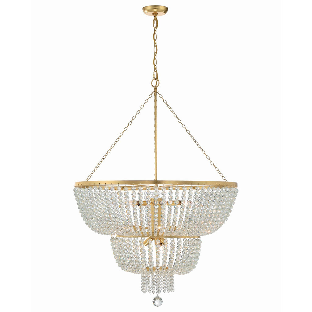 Crystorama Rylee 32'' Chandelier in Antique Gold - Front View