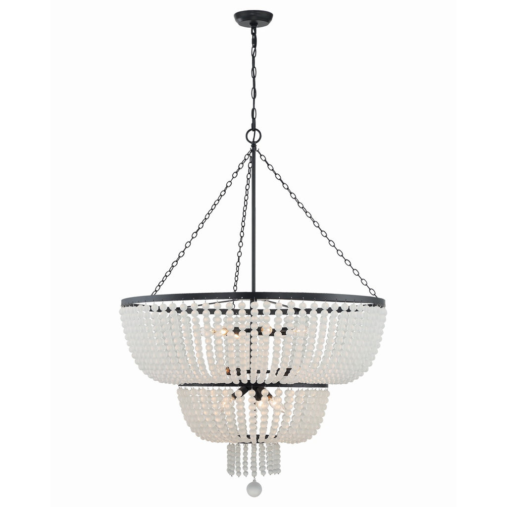 Crystorama Rylee 32'' Chandelier in Matte Black - Front View