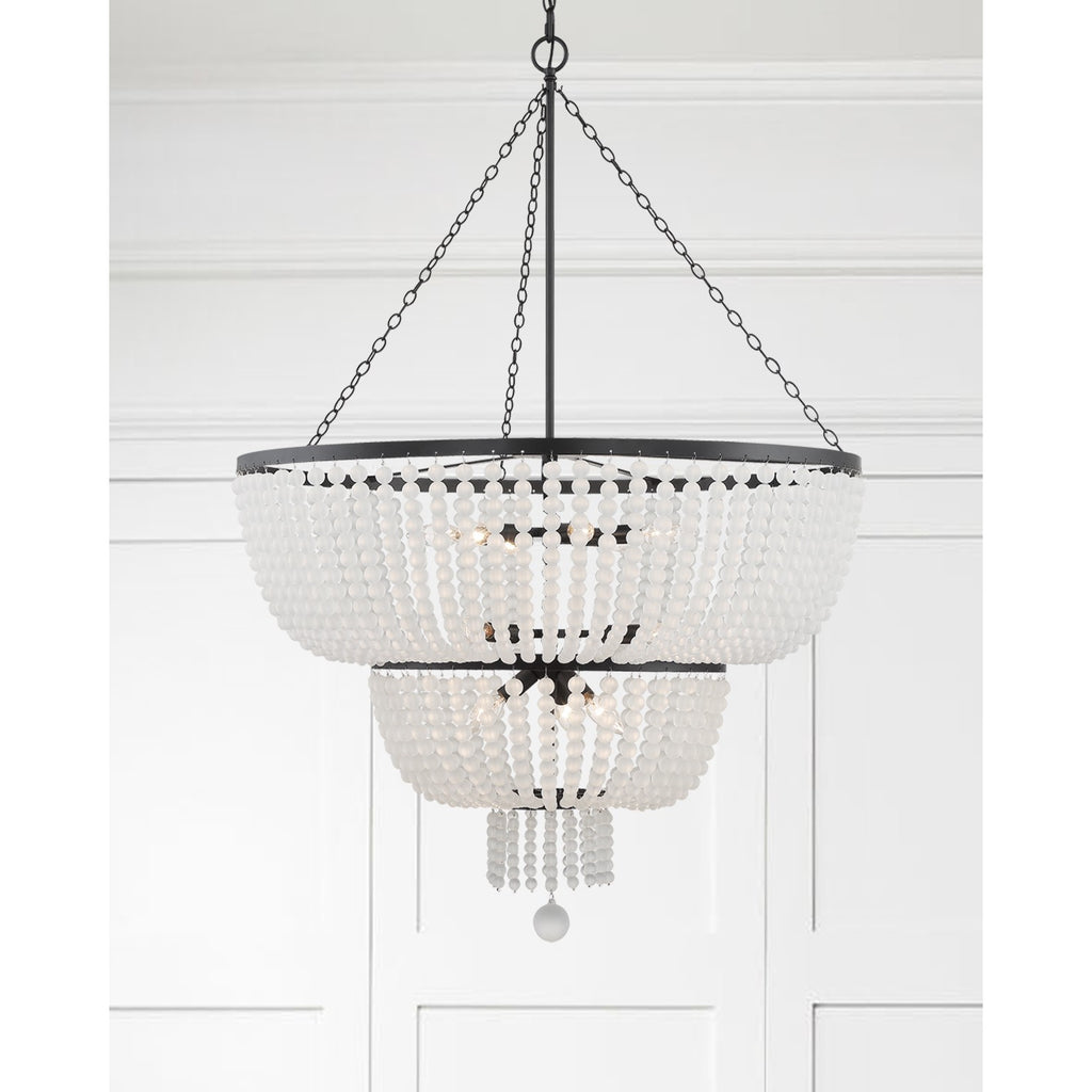 Crystorama Rylee 32'' Chandelier in Matte Black - Lifestyle View