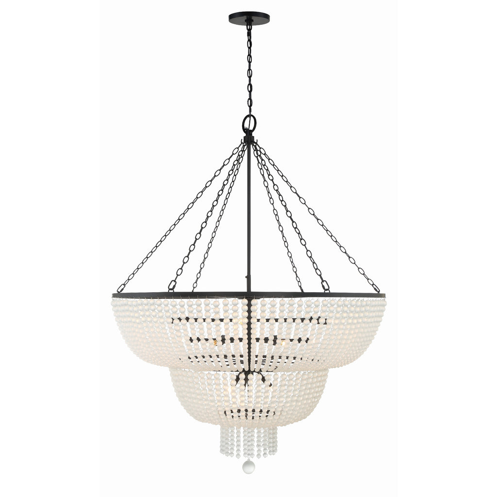 Crystorama Rylee 48.5'' Chandelier in Matte Black - Front View