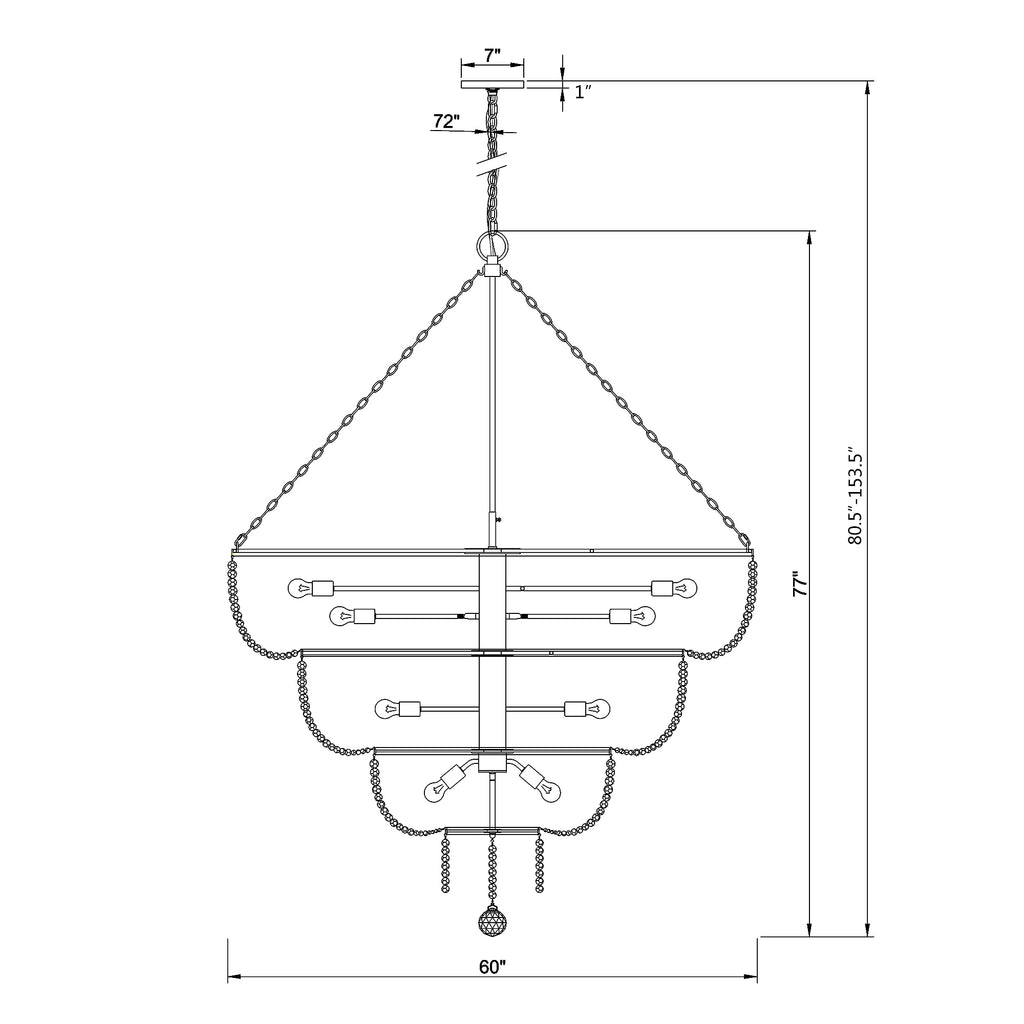 Crystorama Rylee 60'' Chandelier - Product Dimensions