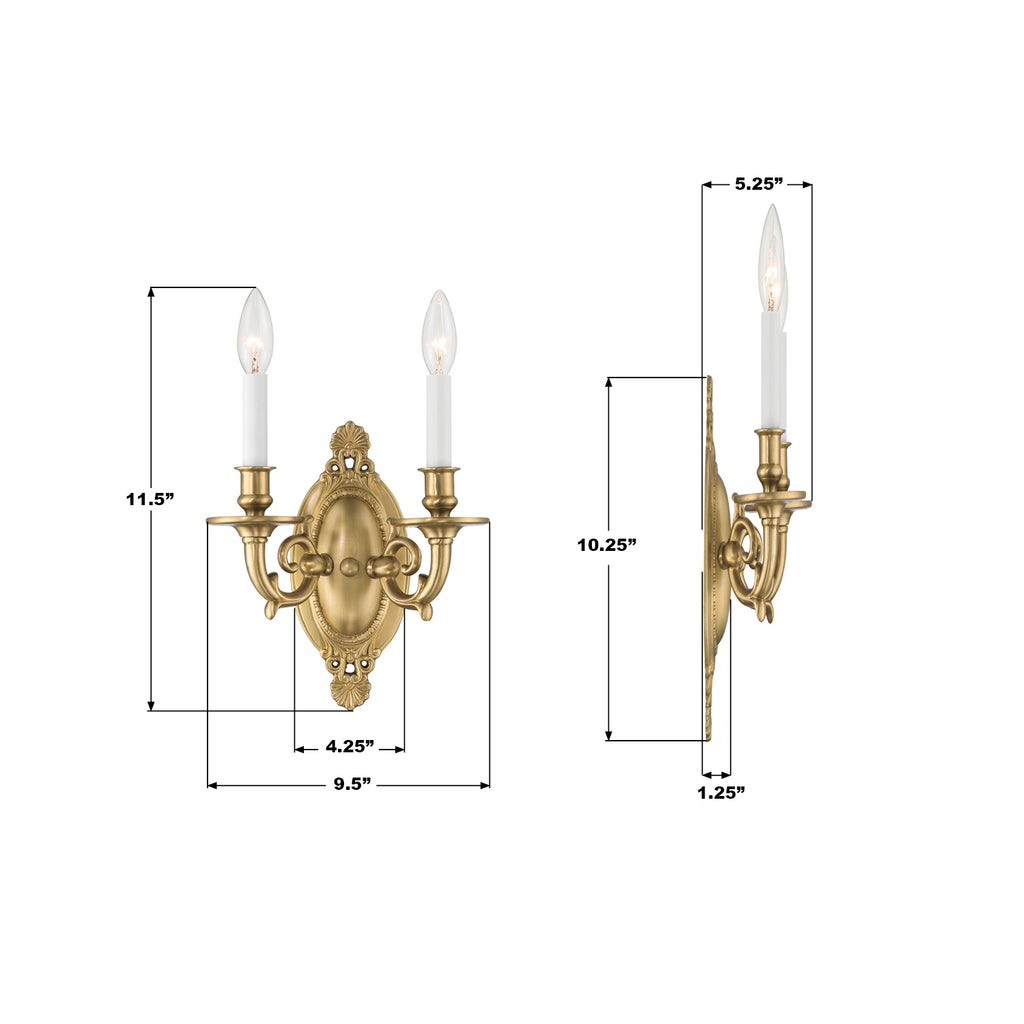 622-AG Milford 9.5'' Sconce | Dimensions Image