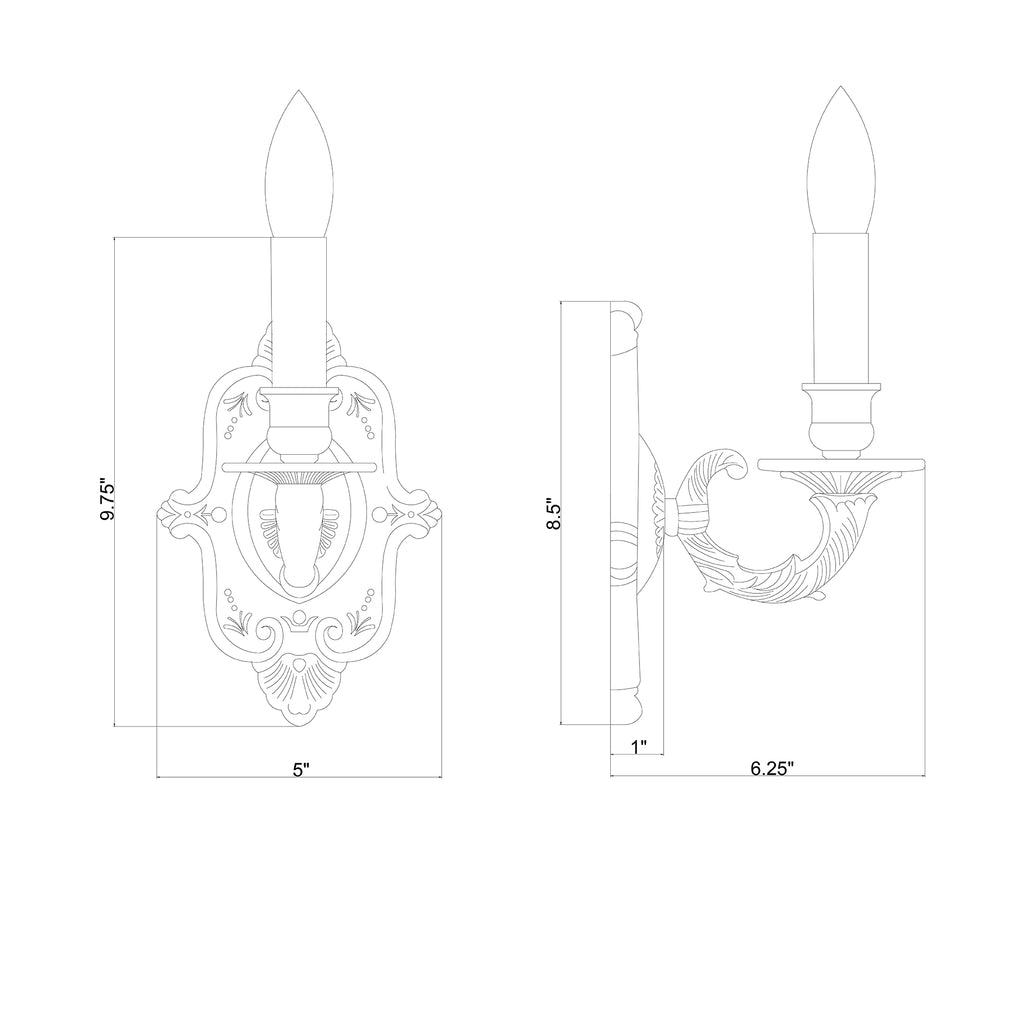 Crystorama Marlowe 5'' Sconce - Product Dimensions