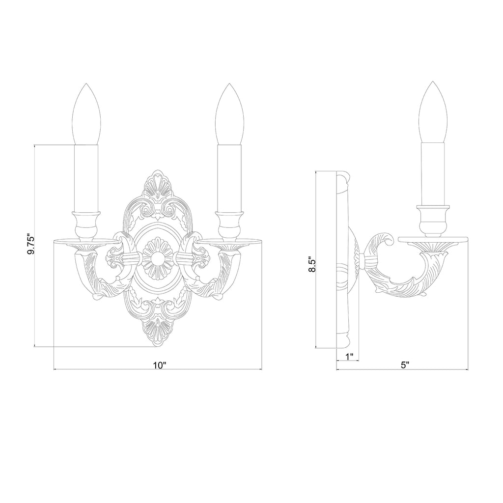 Crystorama Marlowe 10'' Sconce - Product Dimensions