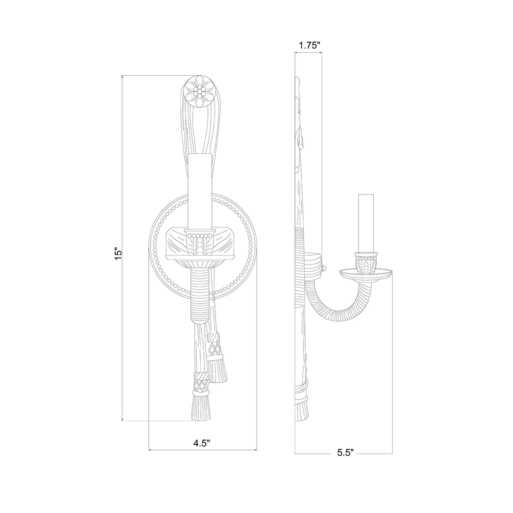 Crystorama Lexsi 4.5'' Sconce - Product Dimensions