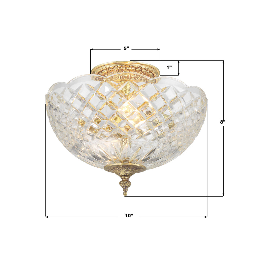 66-CT-OB Milton 2 Light Semi Flush | Dimensions Image