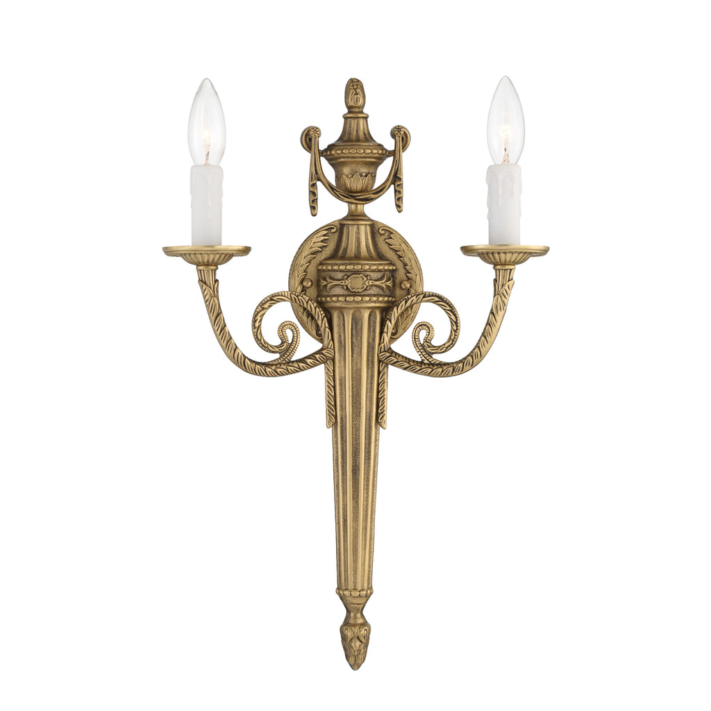 662-MB Crystorama 2 Light Cast Brass Sconce | Main Image