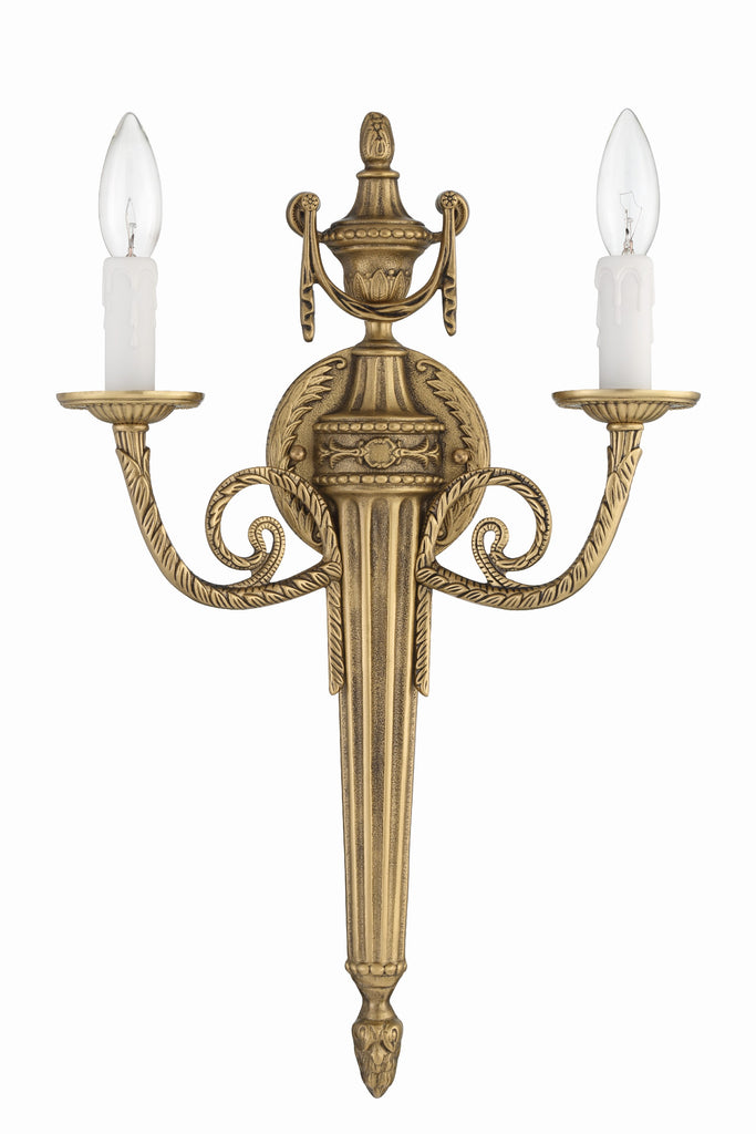 662-MB Crystorama 2 Light Cast Brass Sconce | Alternate Image