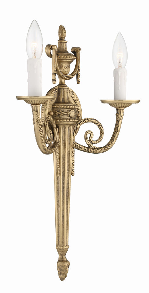 662-MB Crystorama 2 Light Cast Brass Sconce | Alternate Image