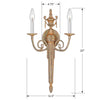 662-MB Crystorama 2 Light Cast Brass Sconce | Dimensions Image