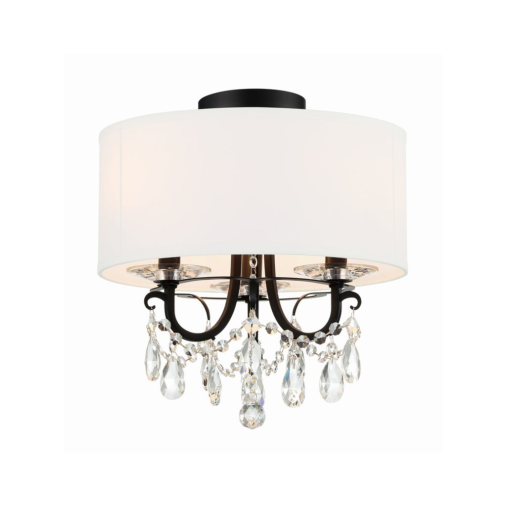 Crystorama Othello 14'' Semi Flush Mount in Matte Black - Front View