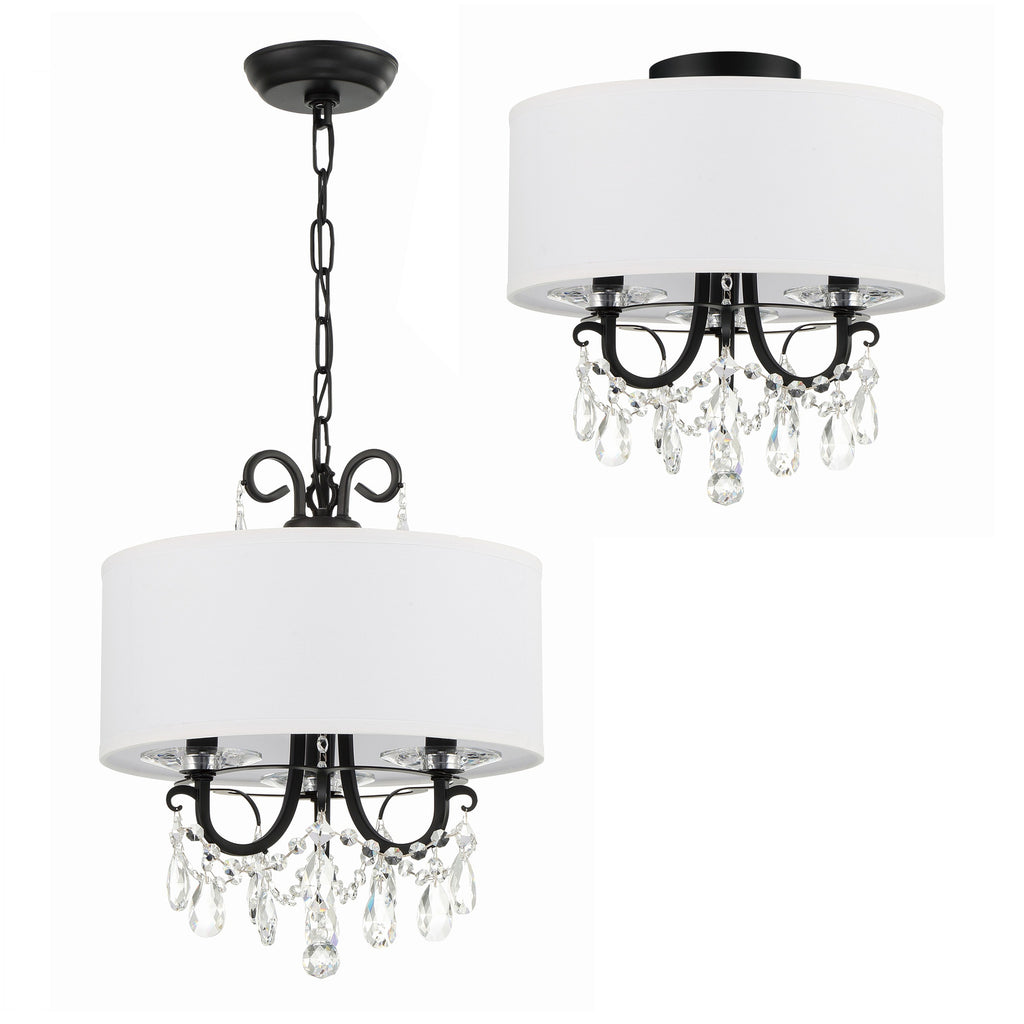 Crystorama Othello 14'' Semi Flush Mount in Matte Black - Additional View
