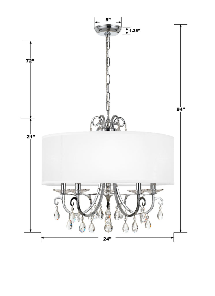 6625-CH-CL-MWP Othello 24'' Chandelier | Dimensions Image