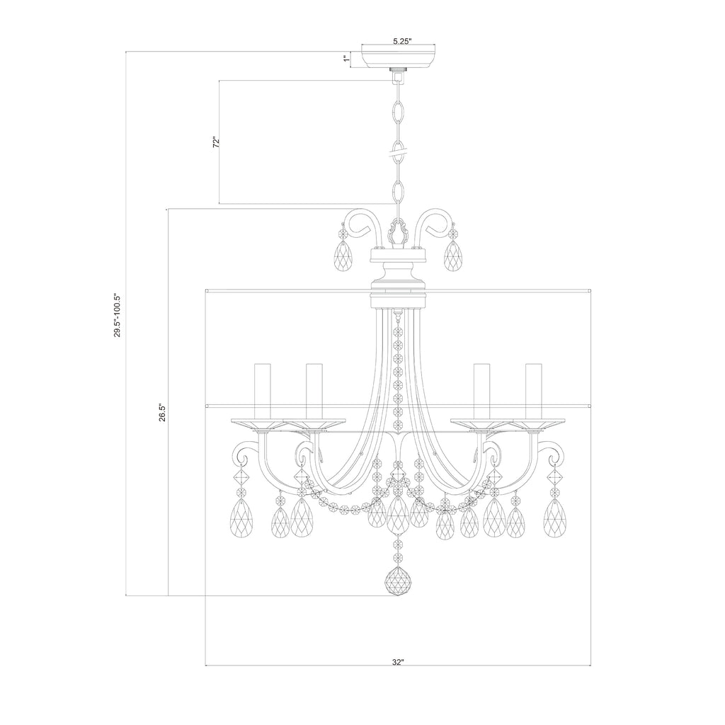 Crystorama Othello 24'' Chandelier - Product Dimensions