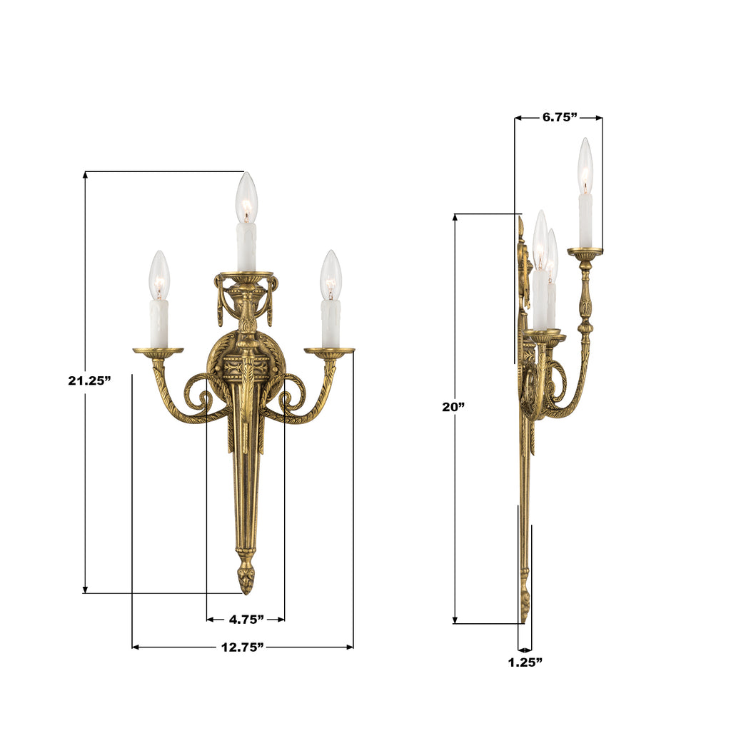 663-MB Loxley 12.75'' Sconce | Dimensions Image