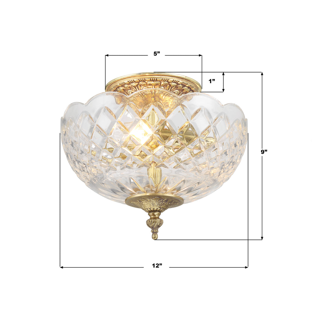 67-CT-OB Milton 2 Light Semi Flush | Dimensions Image