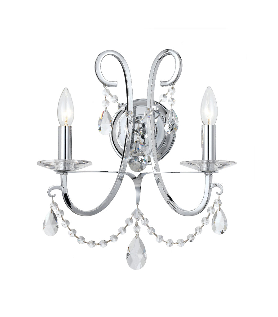 Crystorama Swarovski 14" Sconce in Polished Chrome - Front View