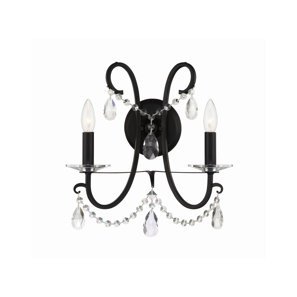 Crystorama-OPEN-BOX Othello 2 Light Sconce in Matte Black - Front View