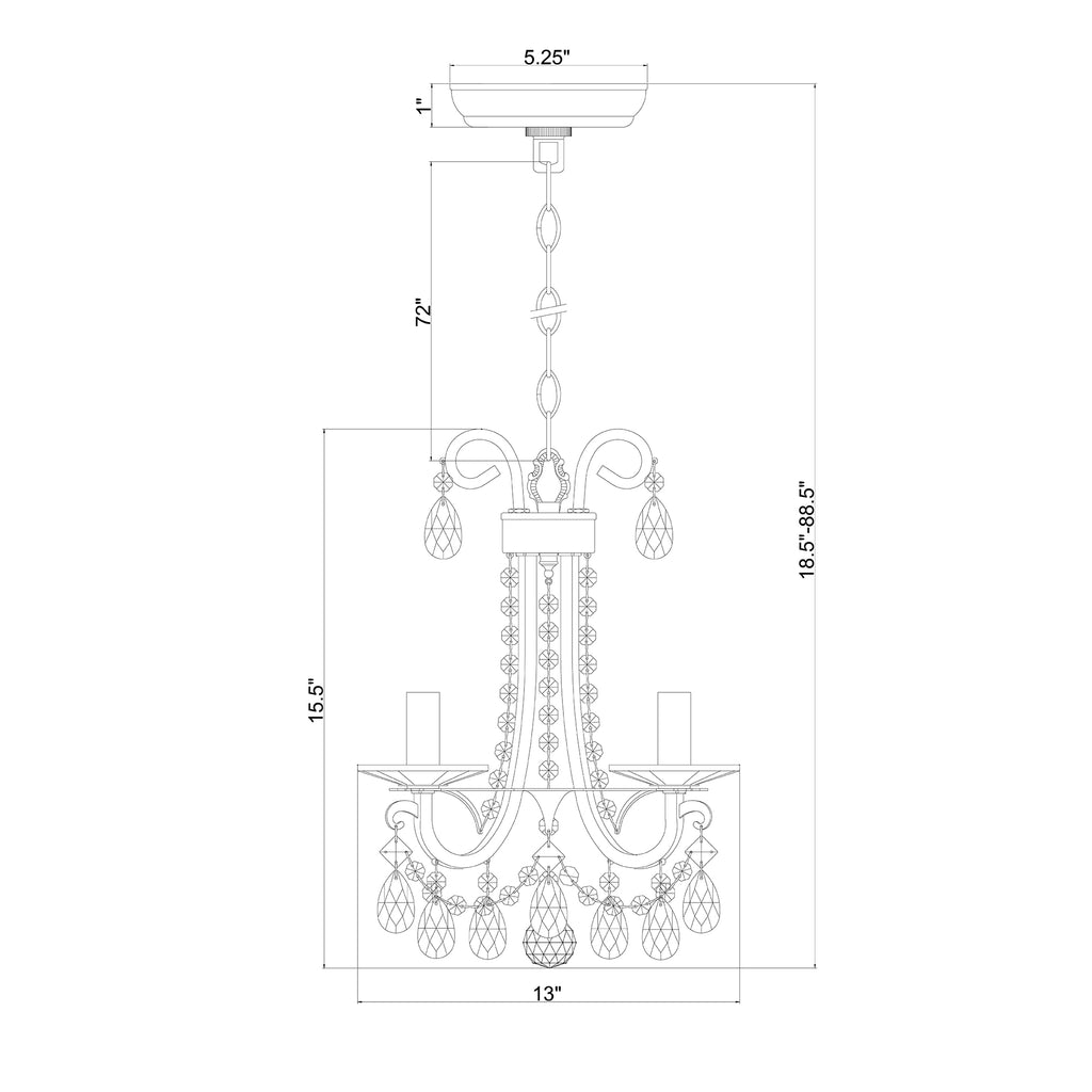 Crystorama Othello 13'' Chandelier - Product Dimensions