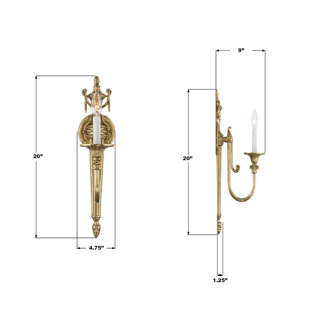 7001-OB Langley 4.75'' Sconce | Dimensions Image