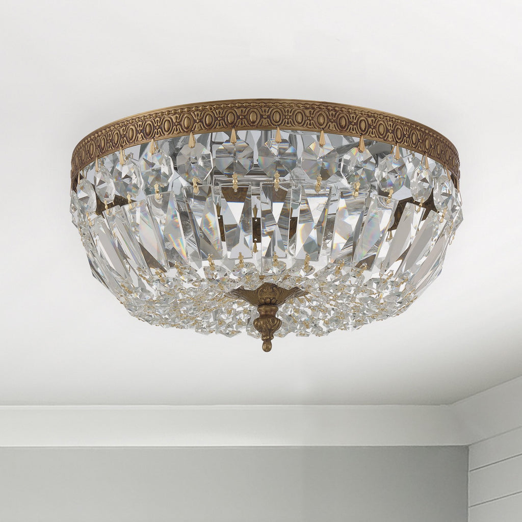 Crystorama Waltham 12'' Flush Mount in Olde Brass - Lifestyle View