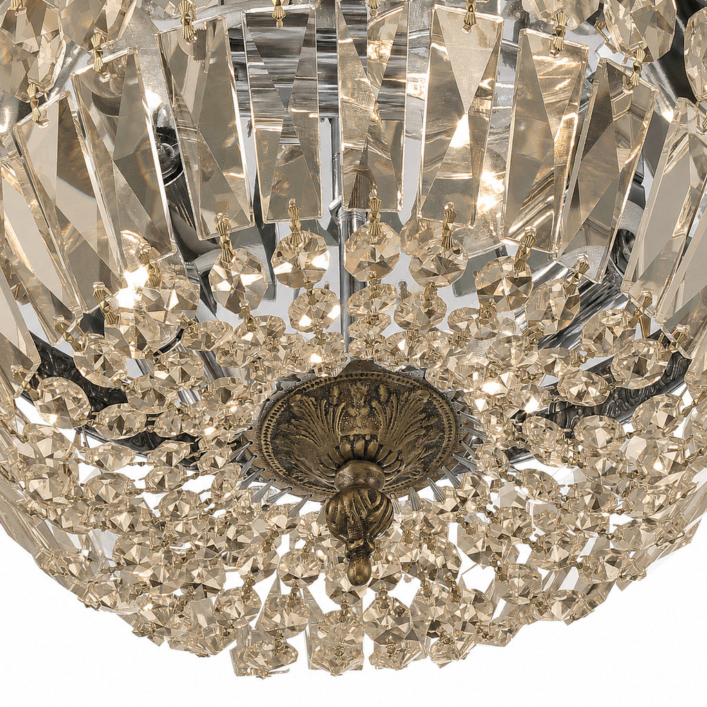Crystorama Hand Cut 12" Flush in Olde Brass - Additional View