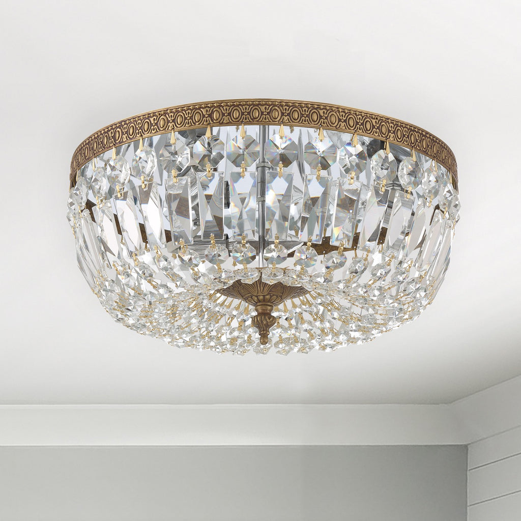 Crystorama Waltham 14'' Flush Mount in Olde Brass - Lifestyle View