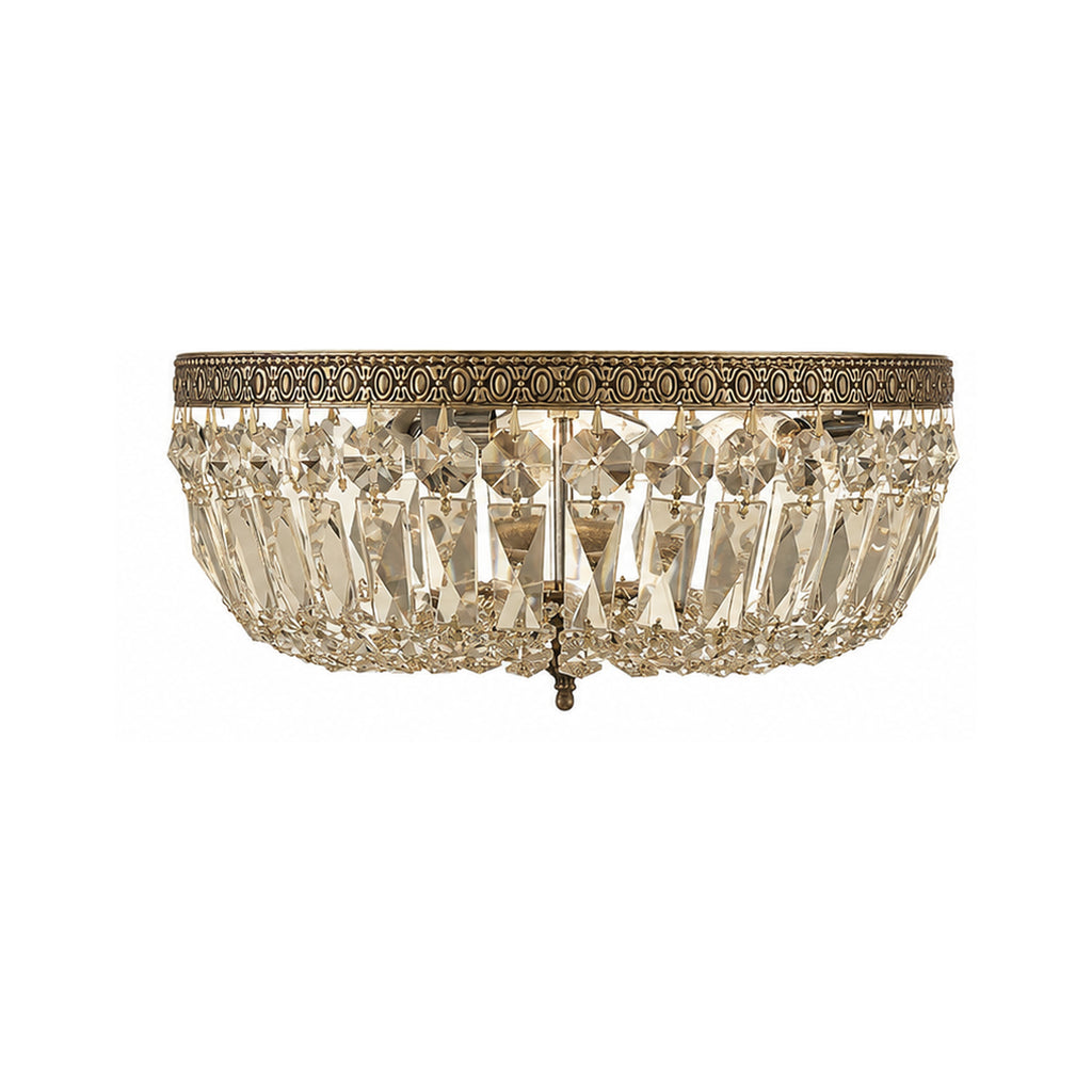 Crystorama Hand Cut 14" Flush in Olde Brass - Additional View