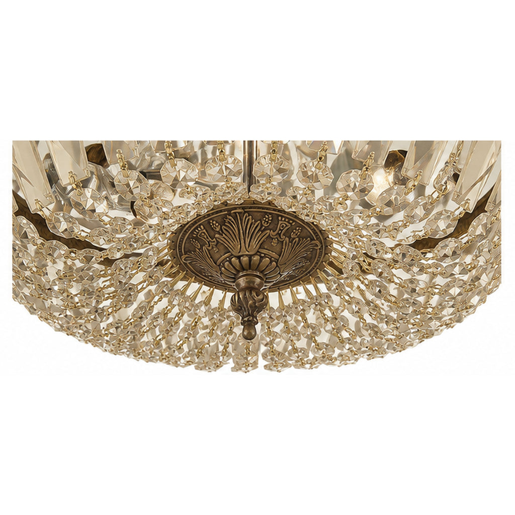 Crystorama Hand Cut 14" Flush in Olde Brass - Additional View