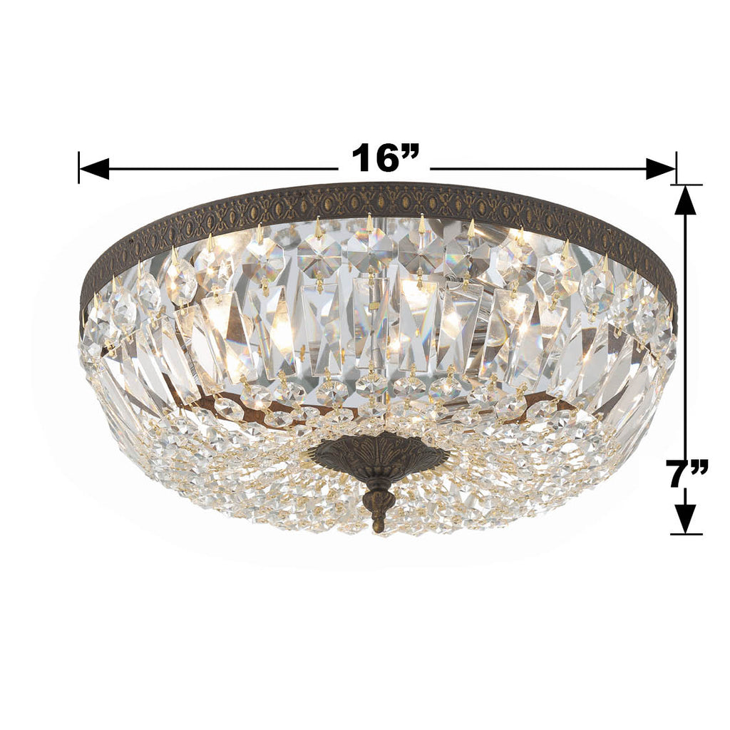 716-EB-CL-MWP Ceiling Mount 3 Light Flush | Dimensions Image