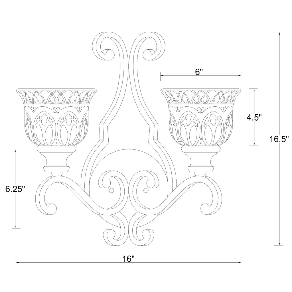 Crystorama Norwalk 16'' Sconce - Product Dimensions