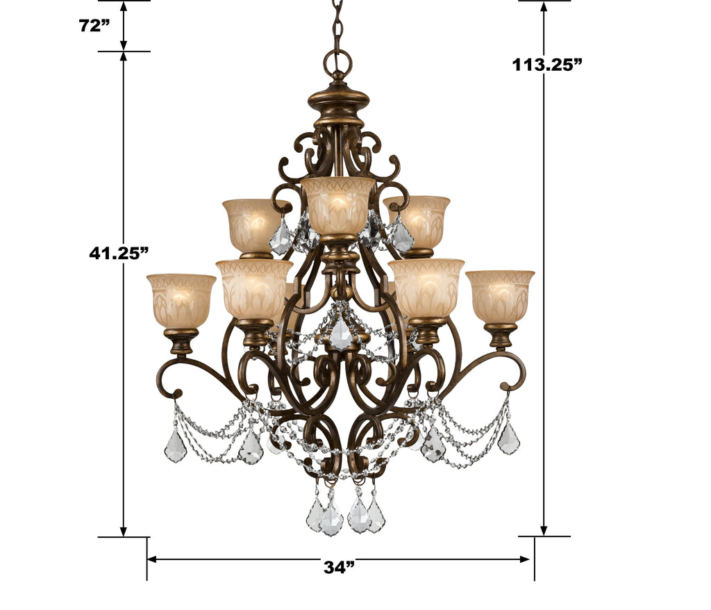 Crystorama Norwalk 34'' Chandelier - Product Dimensions