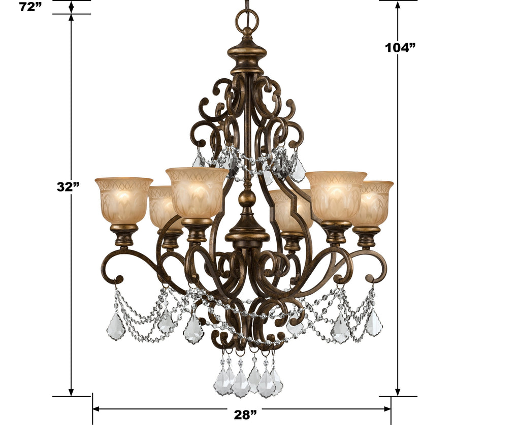 Crystorama Norwalk 28'' Chandelier - Product Dimensions