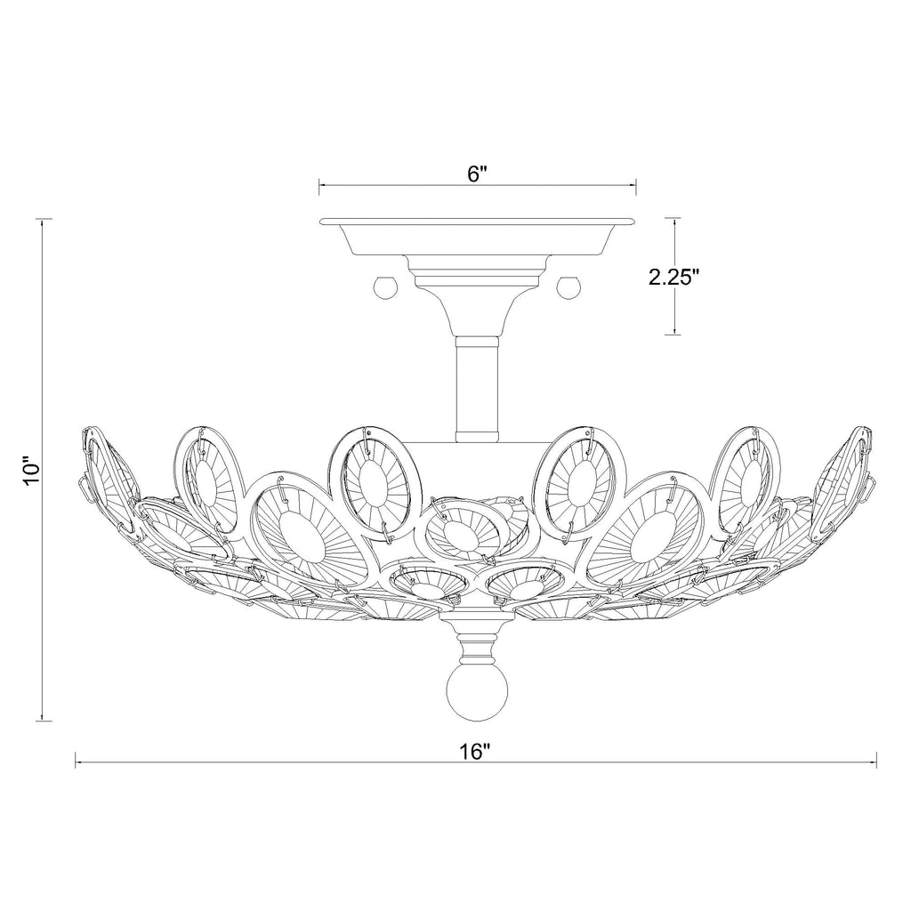 Crystorama Sterling 16'' Semi Flush Mount - Product Dimensions