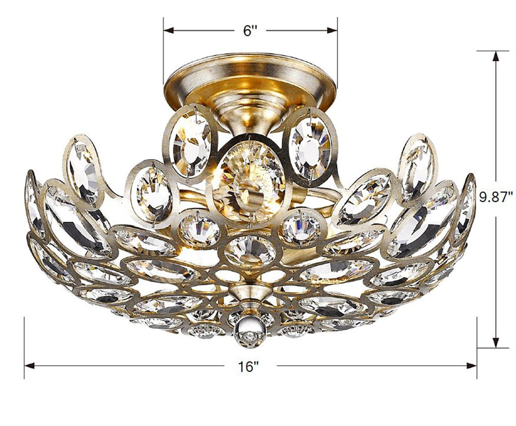 7583-DT Sterling 3 Light Semi Flush Mount | Dimensions Image