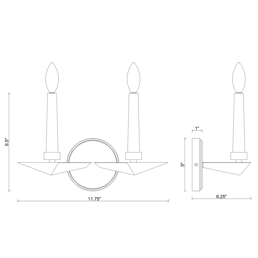 Crystorama Palmer 11.75'' Sconce - Product Dimensions