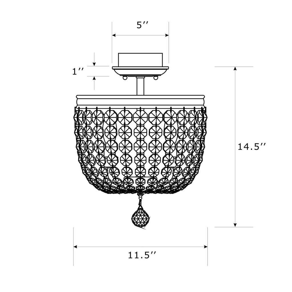 Crystorama Archer 11.5'' Semi Flush Mount - Product Dimensions