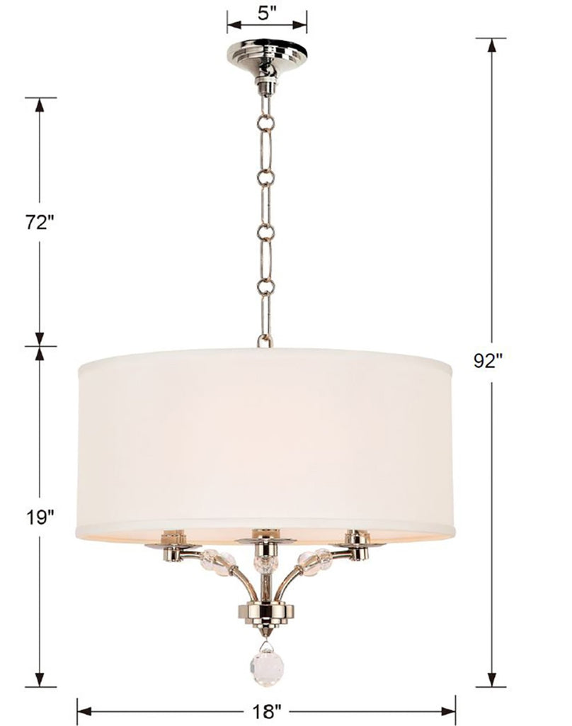 8005-PN_CEILING Mirage 3 Light Semi Flush Mount | Dimensions Image