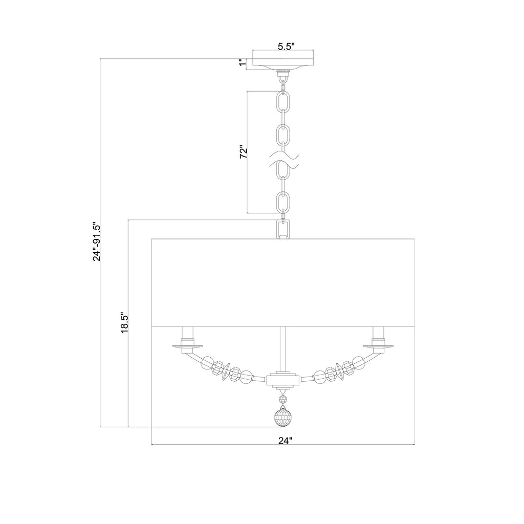 Crystorama Mirage 24'' Chandelier - Product Dimensions