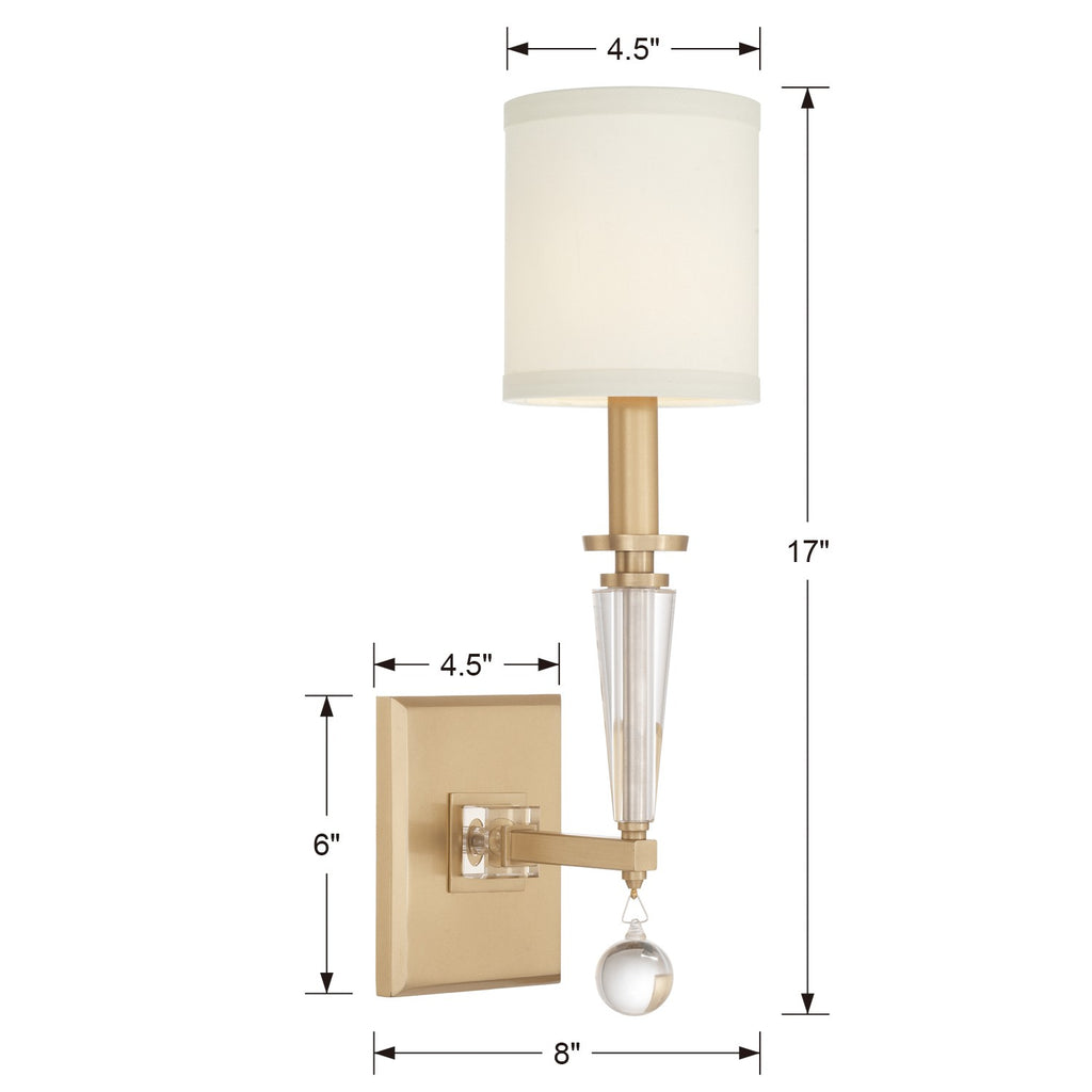 8101-AG Paxton 1 Light Sconce | Dimensions Image