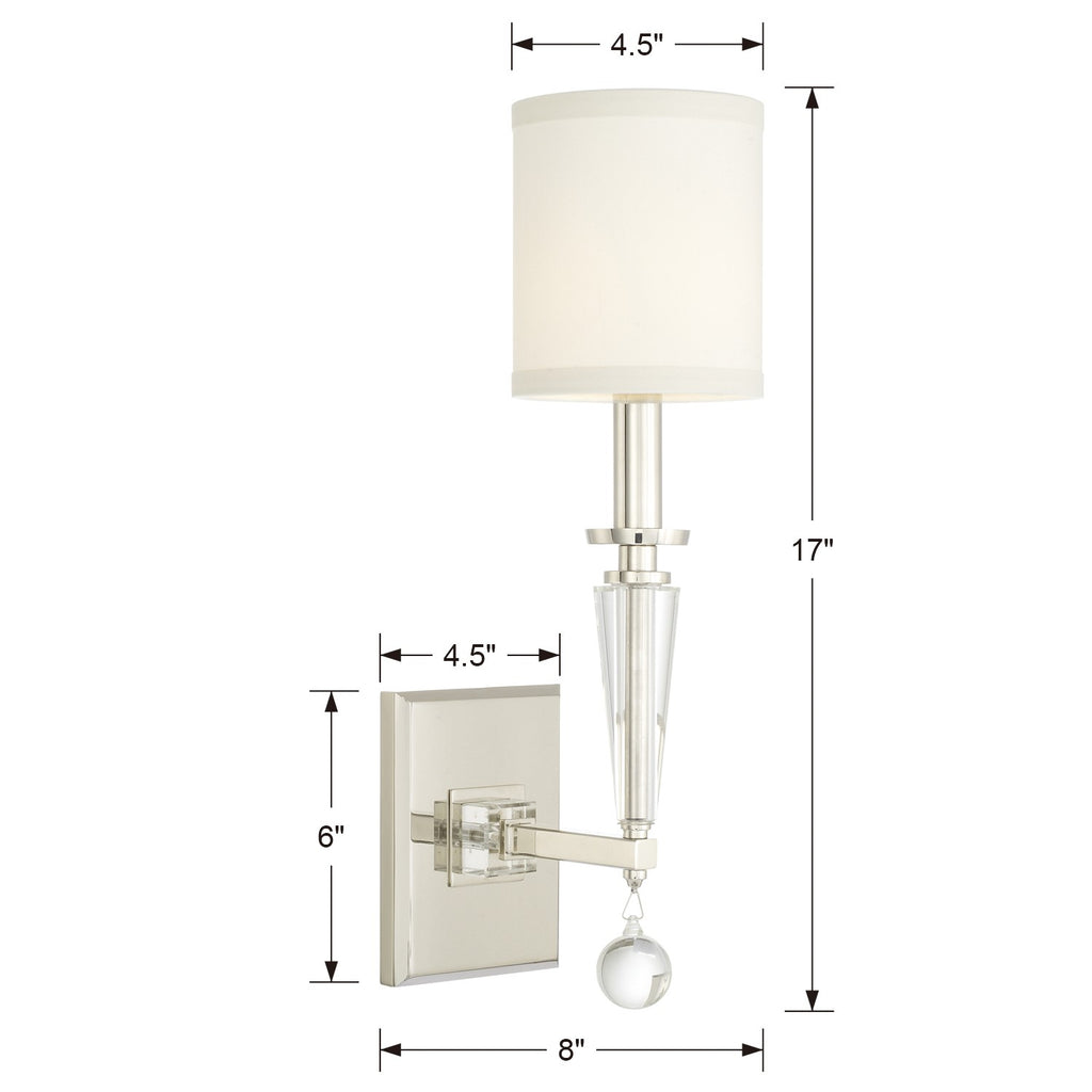 8101-PN Paxton 1 Light Sconce | Dimensions Image