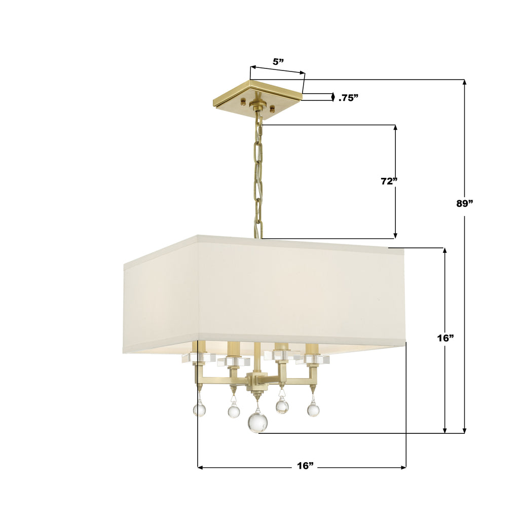 8105-AG Paxton 16'' Chandelier | Dimensions Image